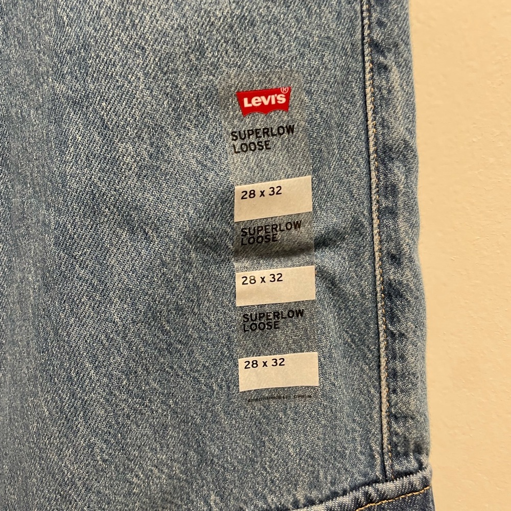 Levi's Superlow Loose Cargo Lightweight Jeans Women's 28X32 Blue NWT - Picture 3 of 8